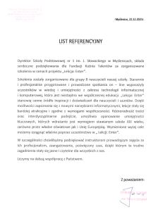 Otwórz dokument SZKOŁA PODSTAWOWA NR 1 IM. J. SŁOWACKIEGO W MYŚLENICACH